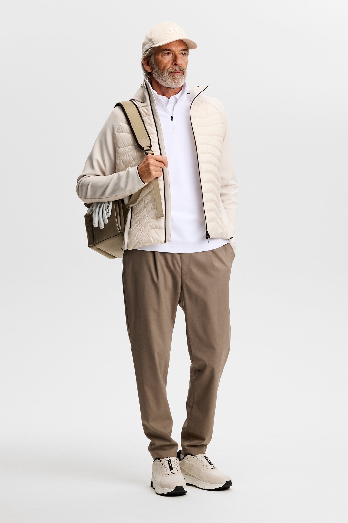 Heyden Quilt Hybrid Hood in Moonbeam by J.Lindeberg