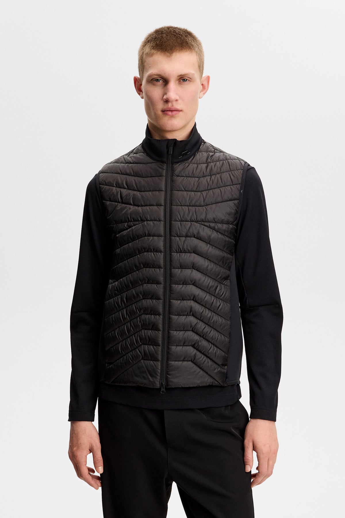 Heyden Quilt Hybrid Vest in Black by J.Lindeberg