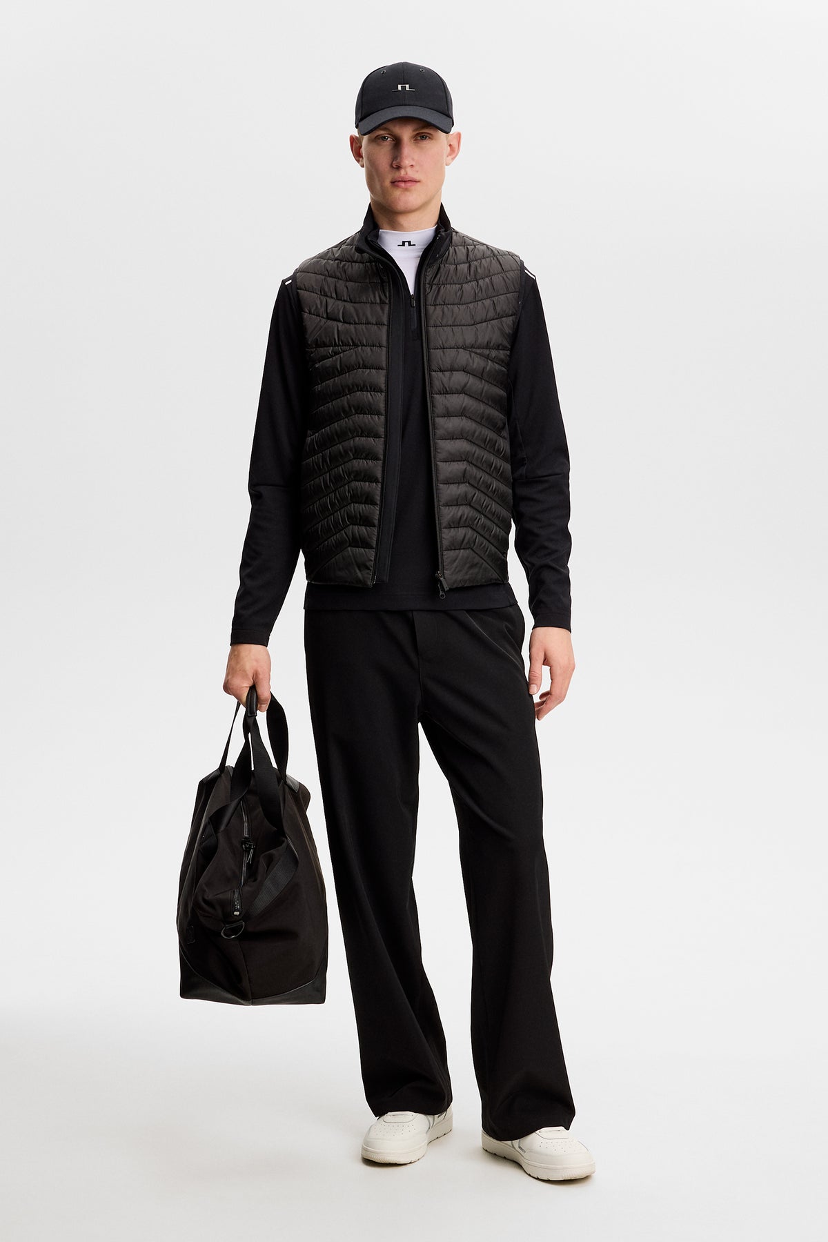 Heyden Quilt Hybrid Vest in Black by J.Lindeberg