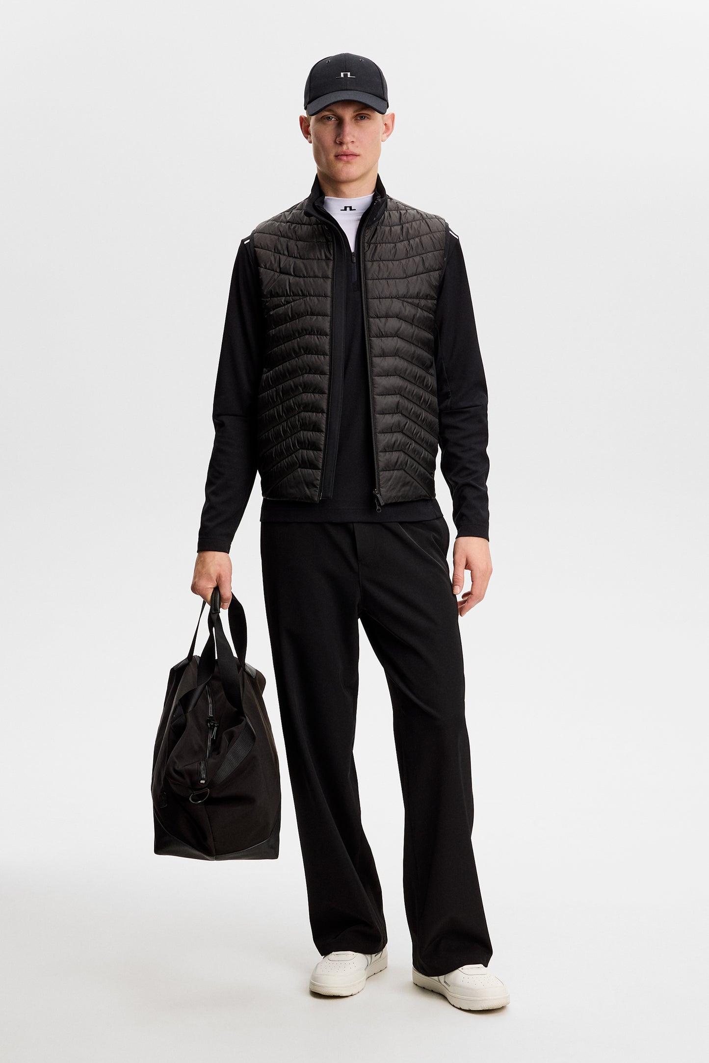 Heyden Quilt Hybrid Vest in Black by J.Lindeberg