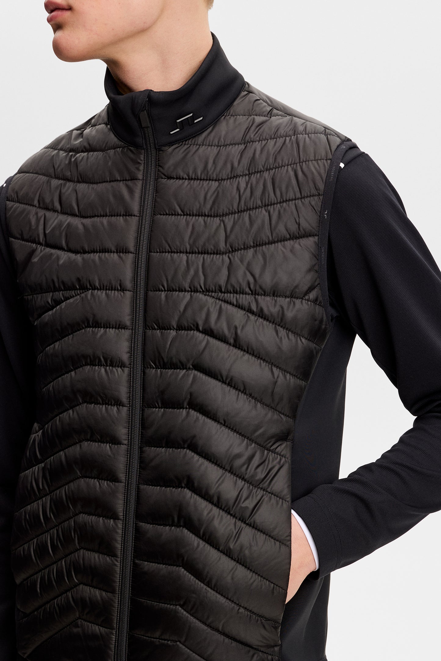 Heyden Quilt Hybrid Vest in Black by J.Lindeberg
