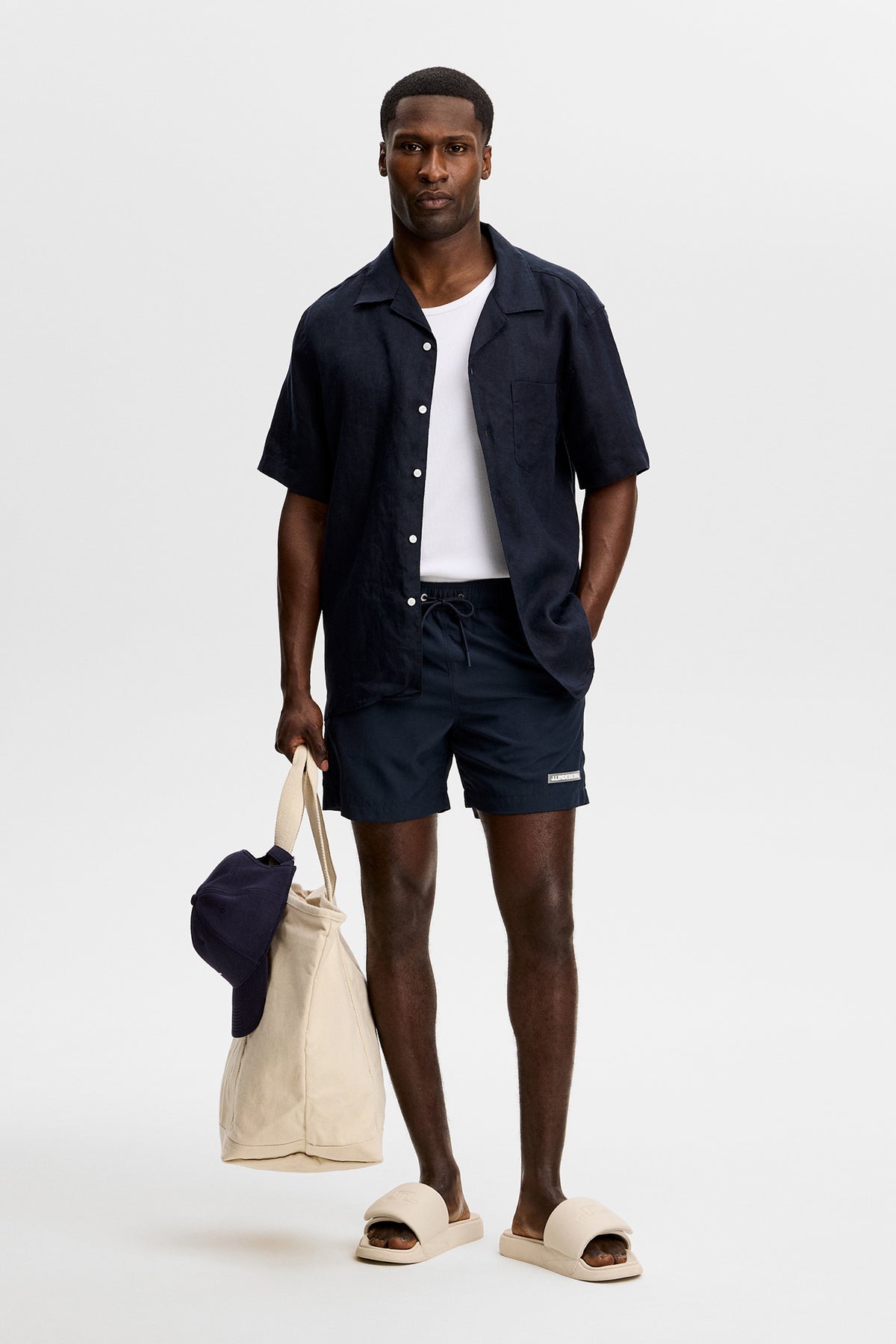 Banks Solid Swim shorts in JL Navy by J.Lindeberg