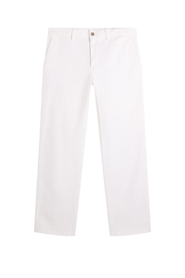 Devyn Straight Cotton Pants / White