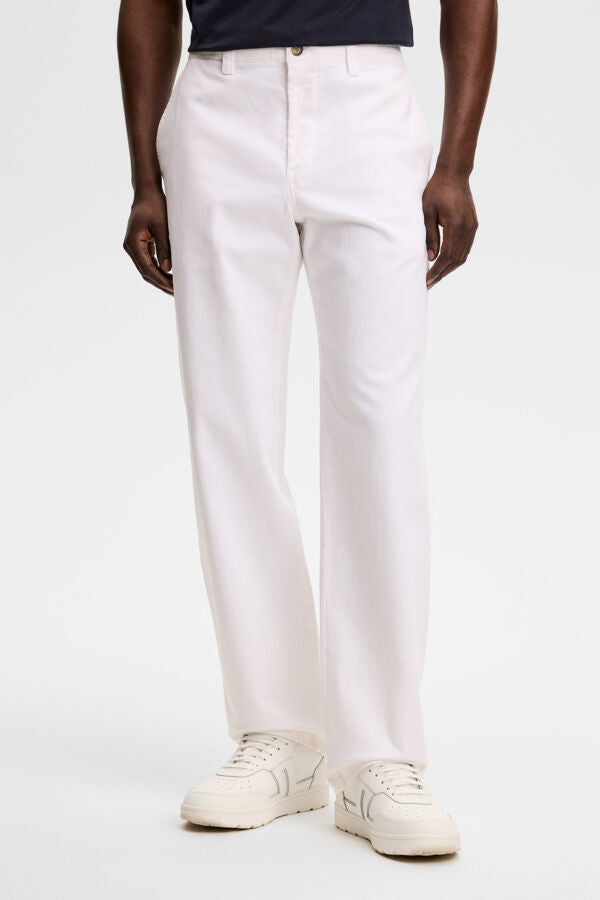 Devyn Straight Cotton Pants / White
