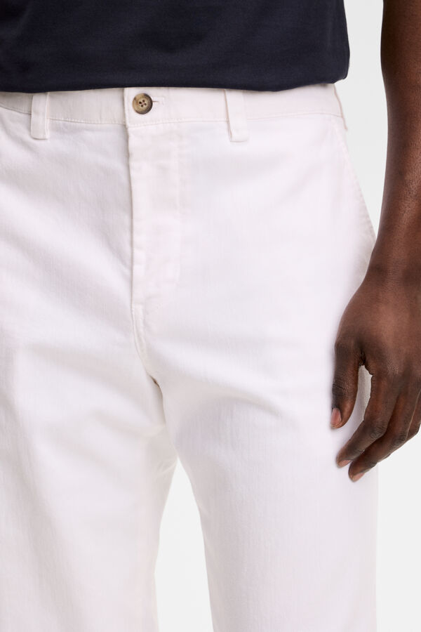 Devyn Straight Cotton Pants / White