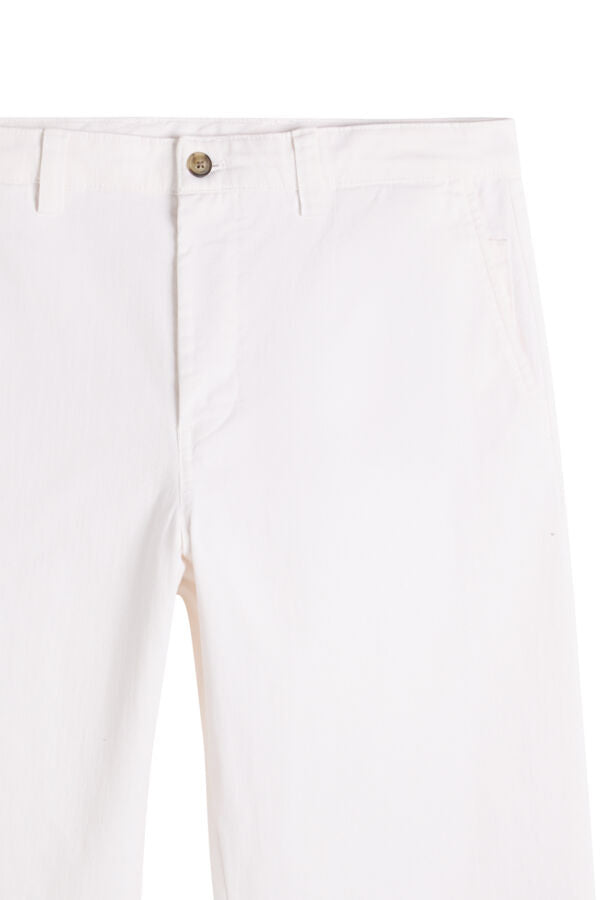 Devyn Straight Cotton Pants / White