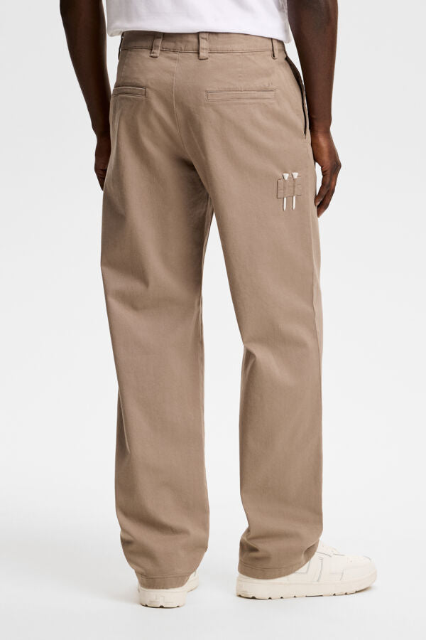 Devyn Straight Cotton Pants / Brindle
