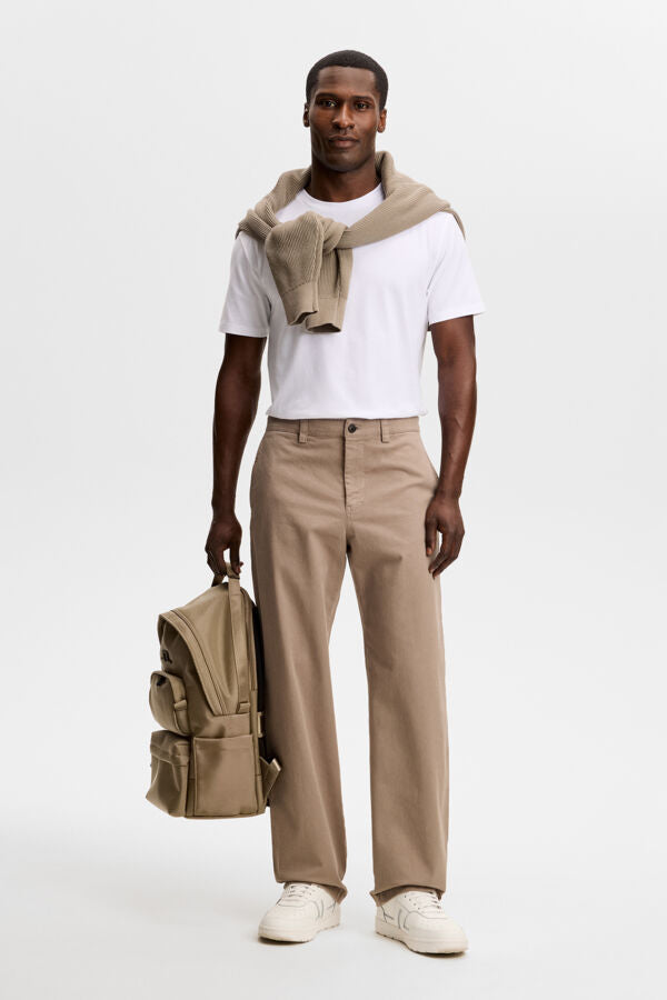 Devyn Straight Cotton Pants / Brindle