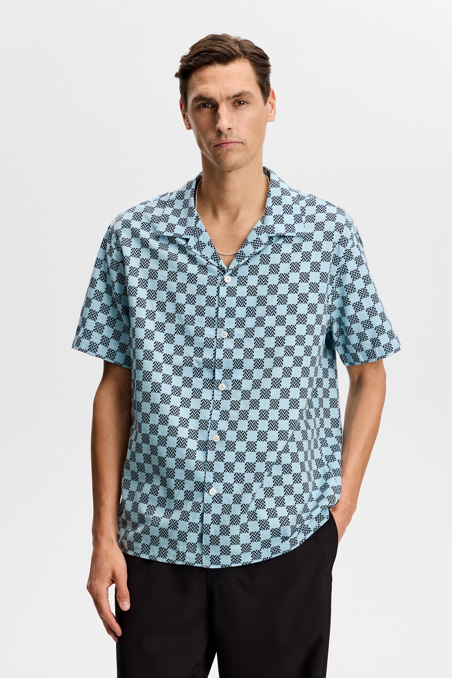 Elio Off Course Resort Shirt in Stack Check Forget M by J.Lindeberg