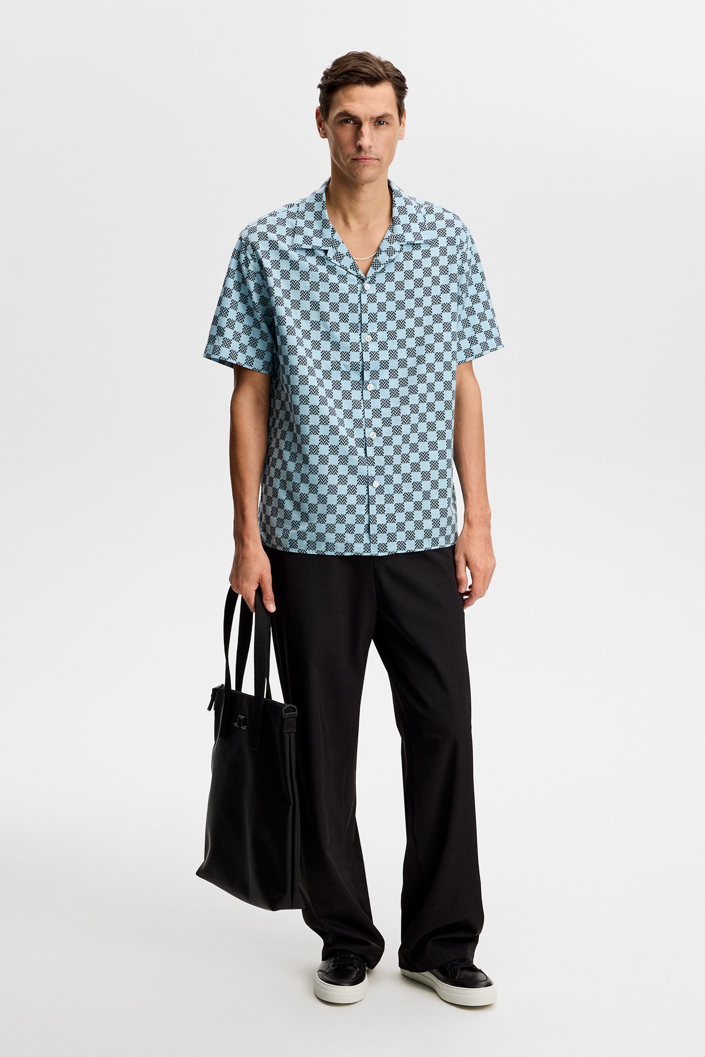 Elio Off Course Resort Shirt in Stack Check Forget M by J.Lindeberg