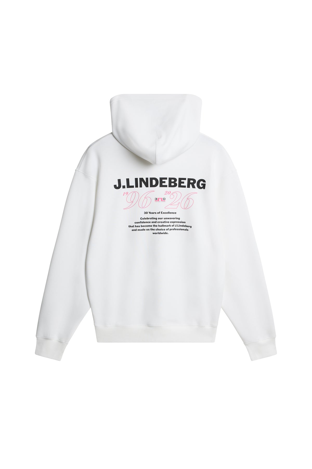 30Y Callan Unisex Hoodie in White by J.Lindeberg