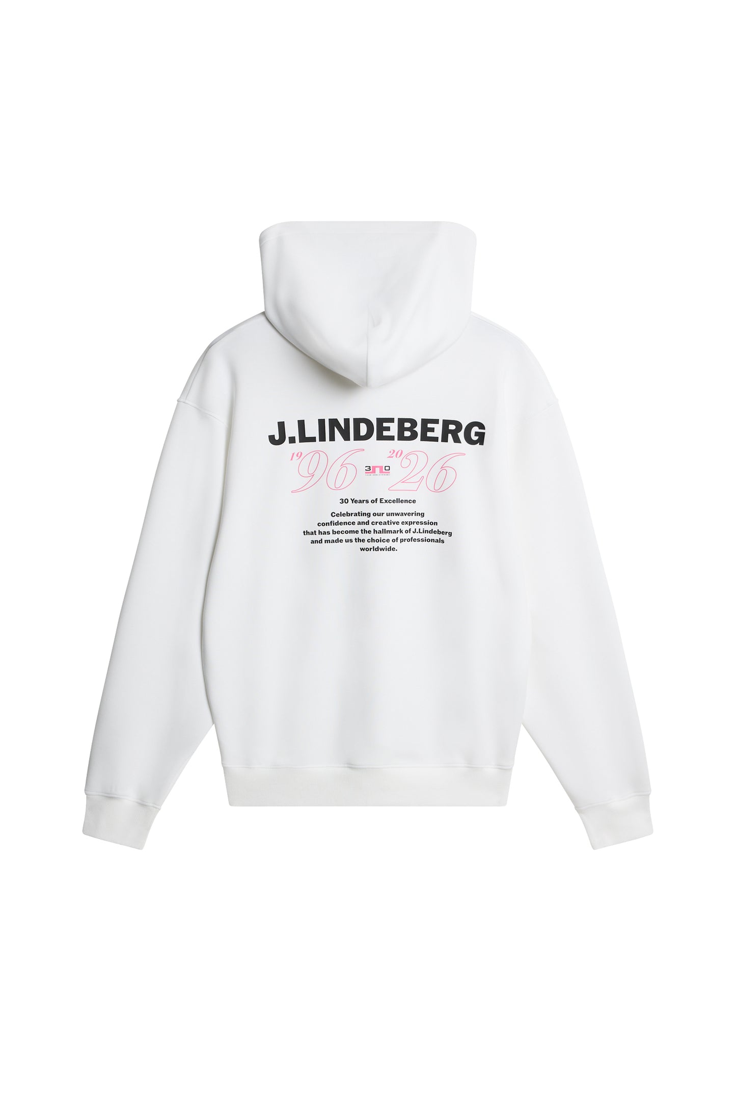 30Y Callan Unisex Hoodie in White by J.Lindeberg