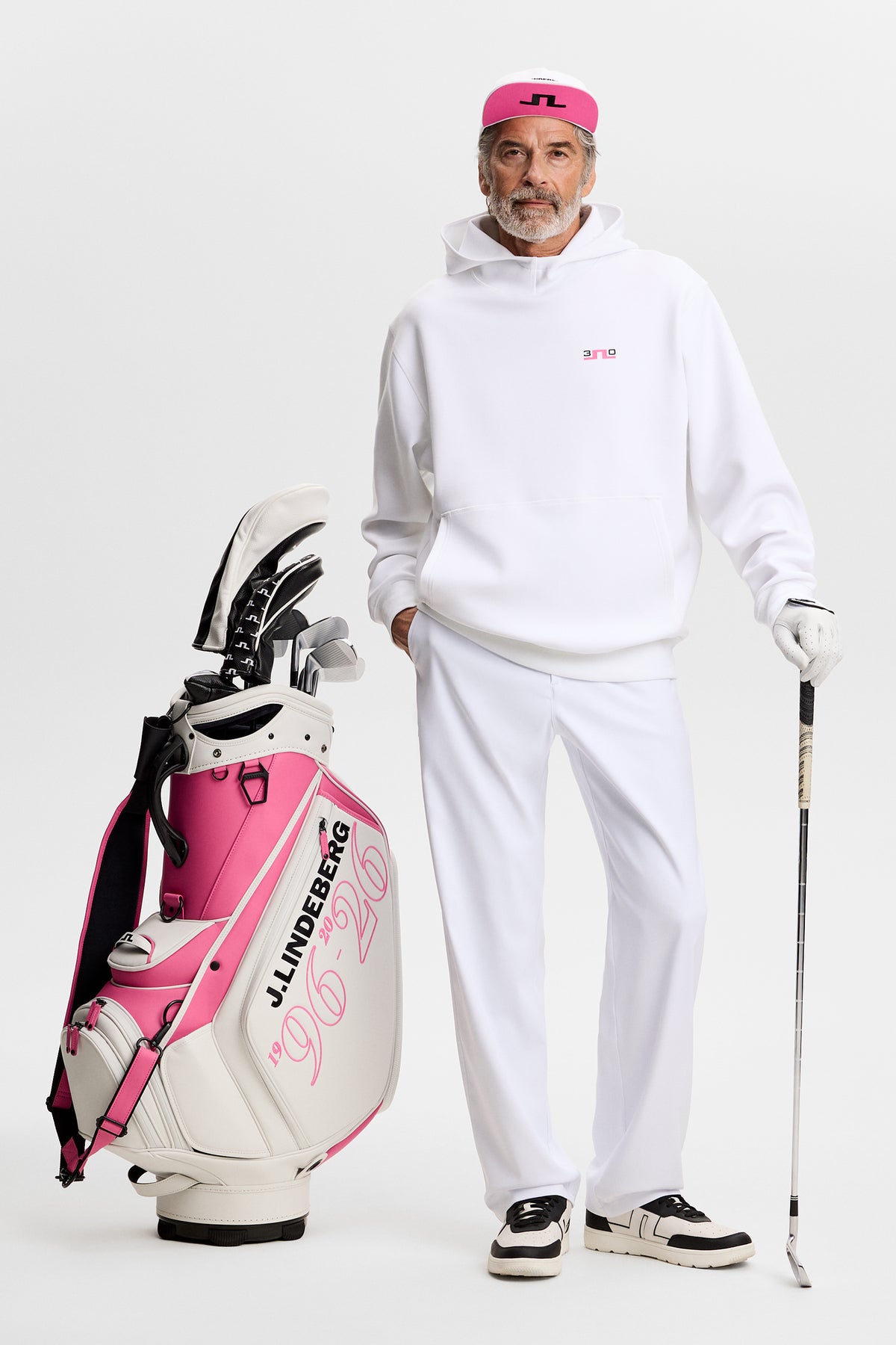 30Y Callan Unisex Hoodie in White by J.Lindeberg