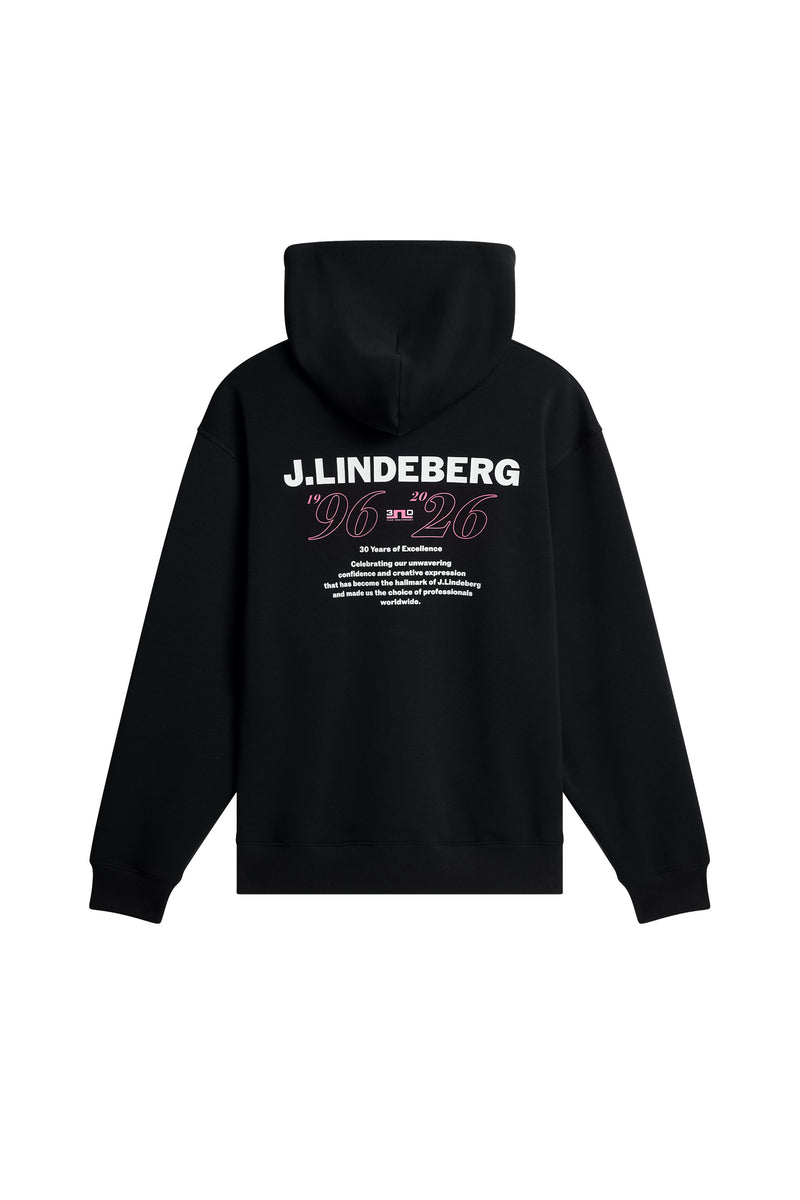 30Y Callan Unisex Hoodie in Black by J.Lindeberg