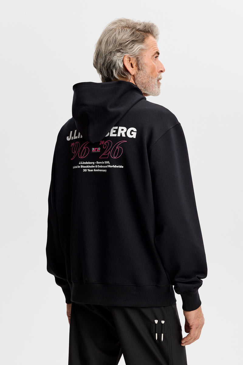 30Y Callan Unisex Hoodie in Black by J.Lindeberg