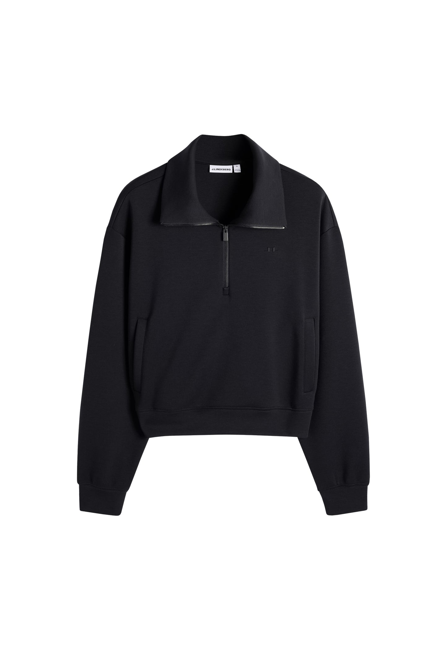 Funnel Zip Sweatshirt in Black by J.Lindeberg