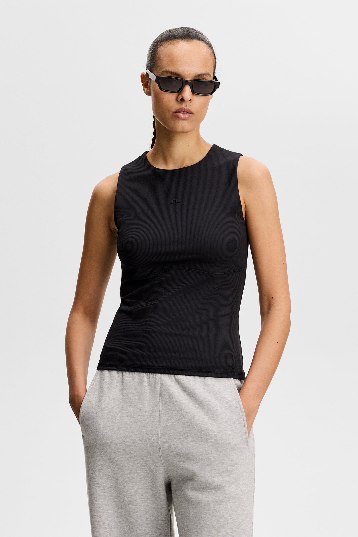 Hannah Sleeveless Top in Black by J.Lindeberg