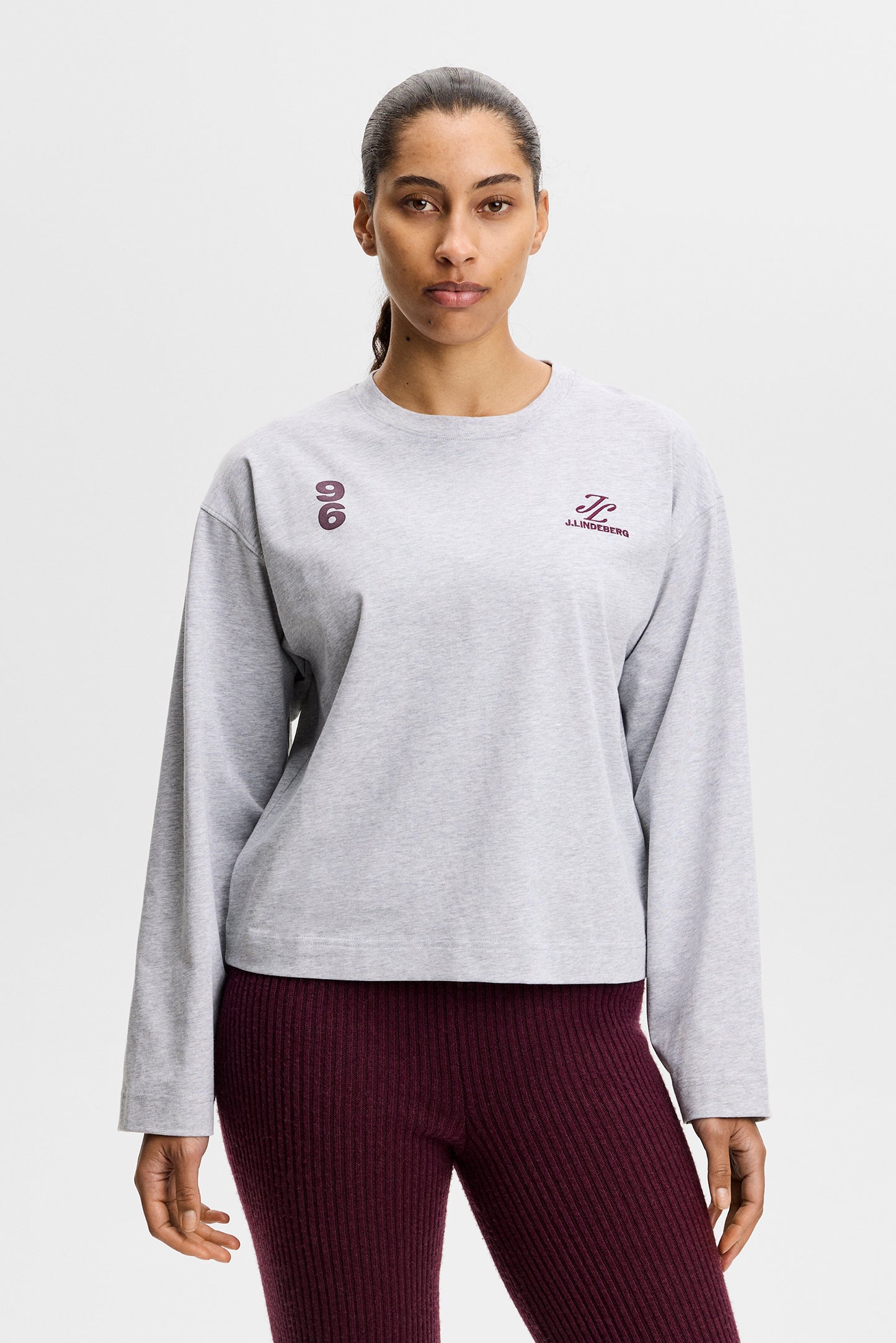 Lilja Graphic LS T-Shirt in Light Grey Melange by J.Lindeberg