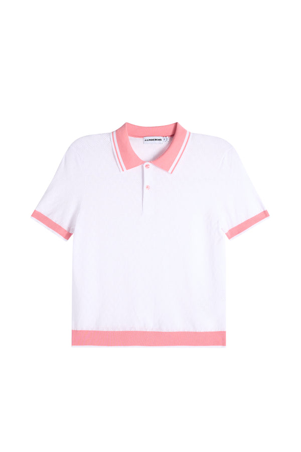 Polly Pointelle Polo / White