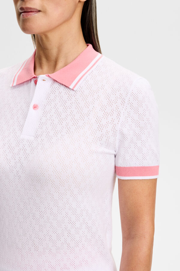Polly Pointelle Polo / White
