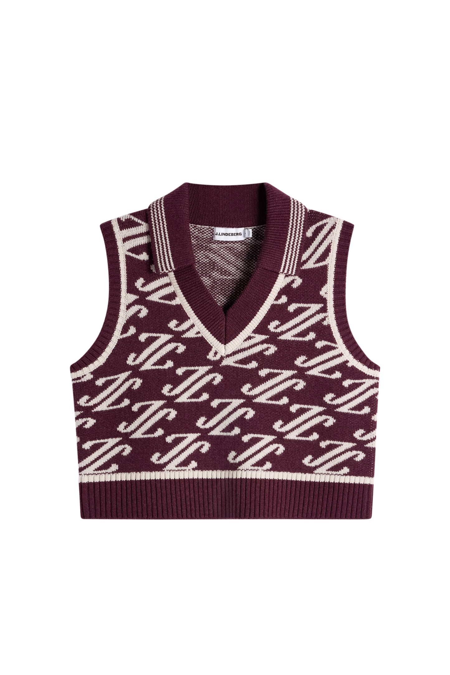 Phoebe Jacquard Knit Vest in Cardi Jacquard - Winetasting by J.Lindeberg