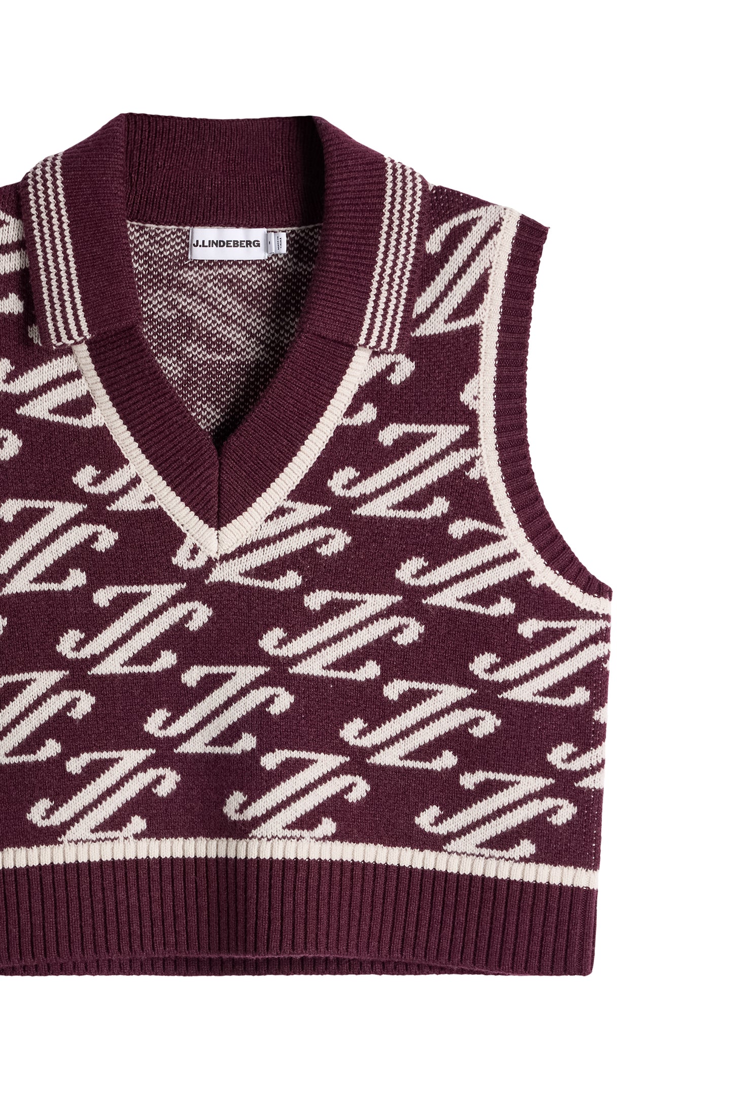 Phoebe Jacquard Knit Vest in Cardi Jacquard - Winetasting by J.Lindeberg