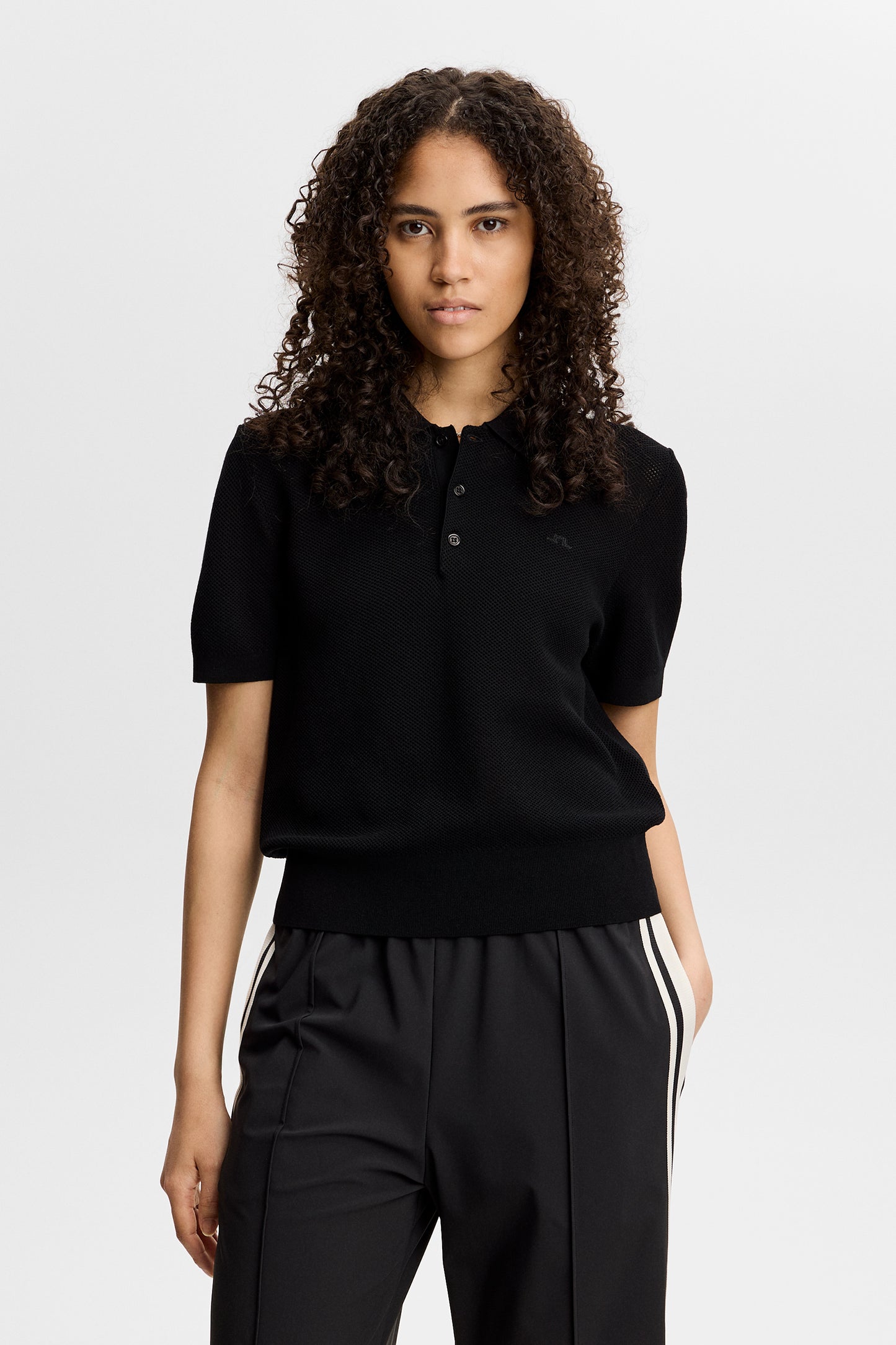 Blake Structure Knit Polo in Black by J.Lindeberg