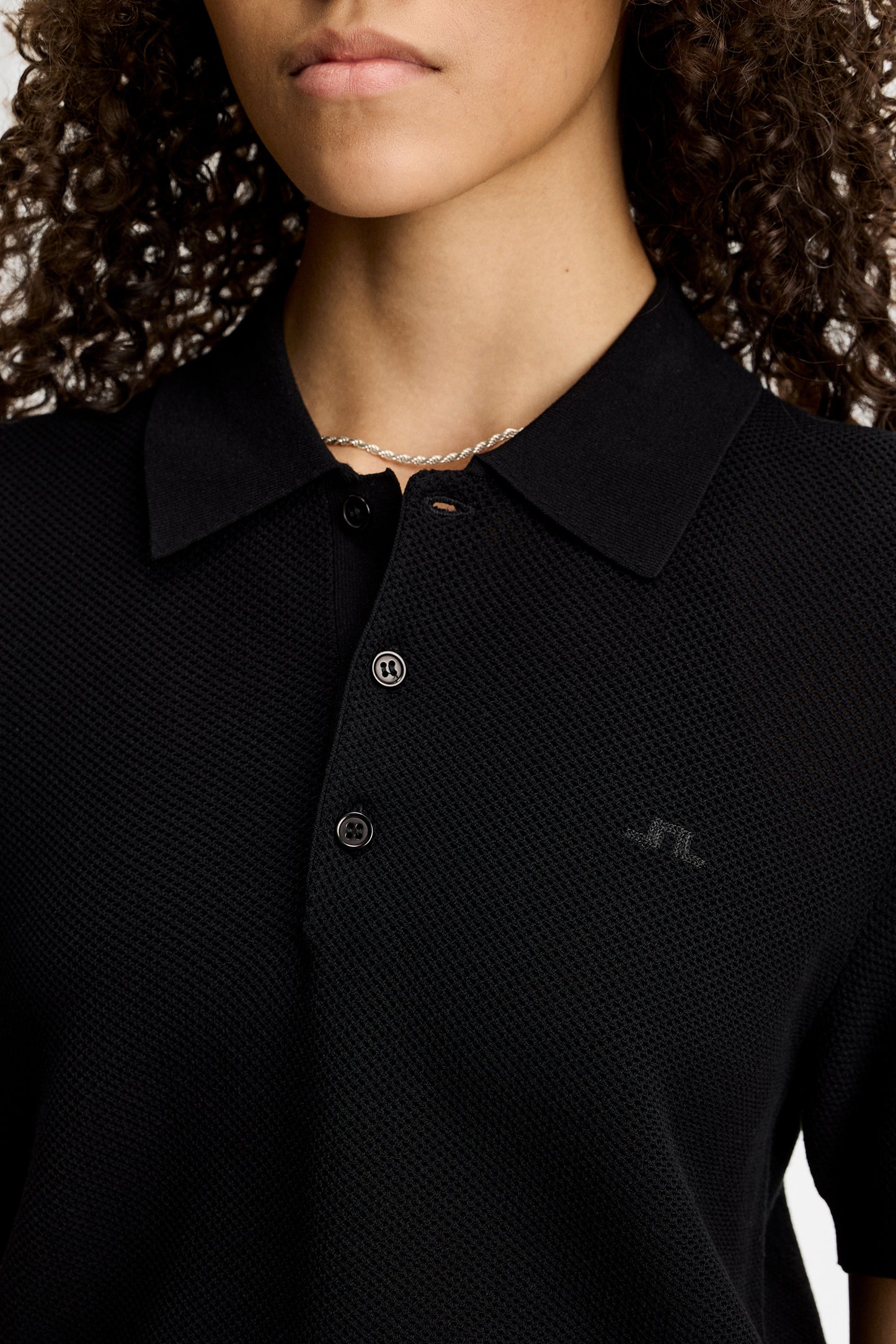 Blake Structure Knit Polo in Black by J.Lindeberg