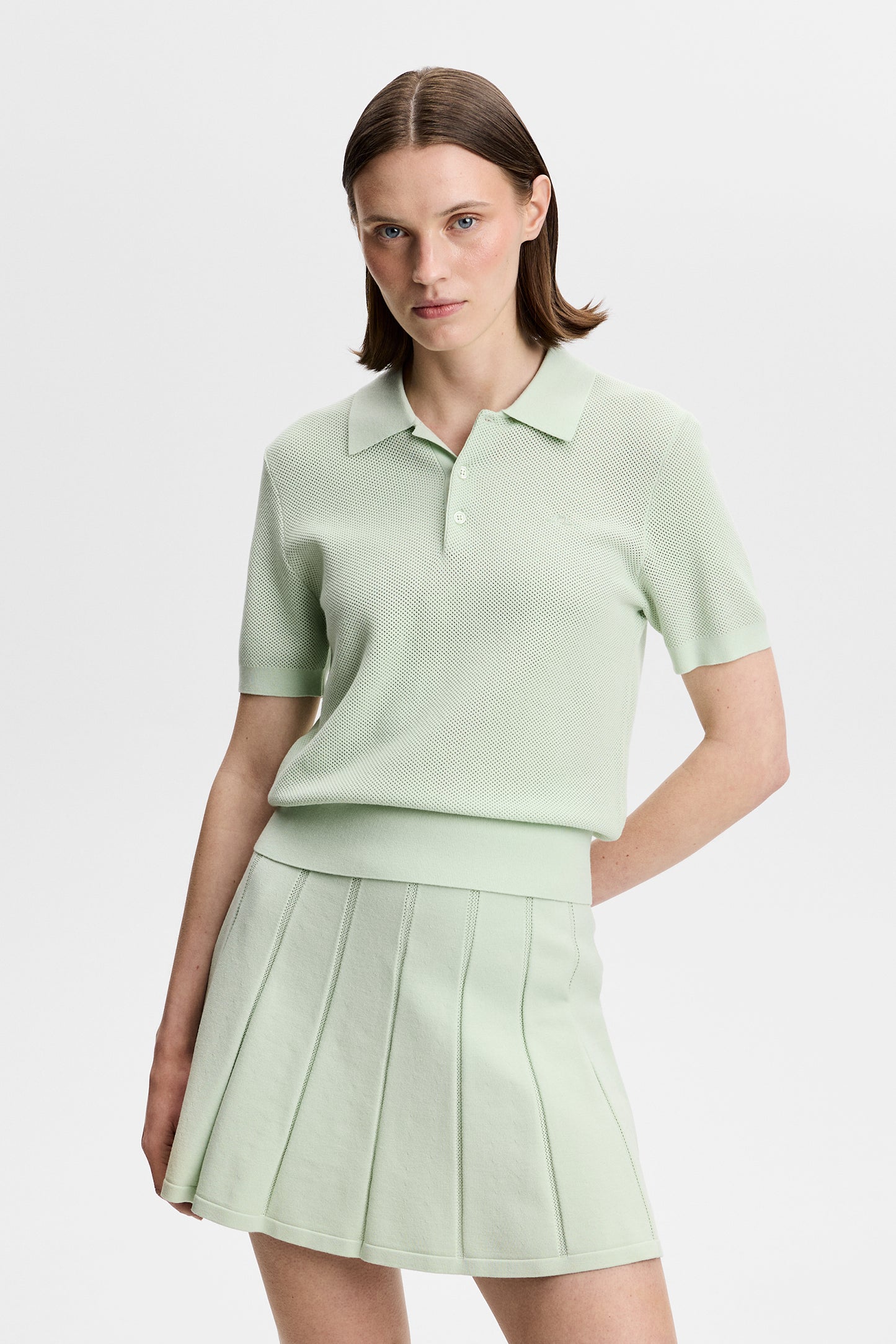 Blake Structure Knit Polo in Subtle Green by J.Lindeberg