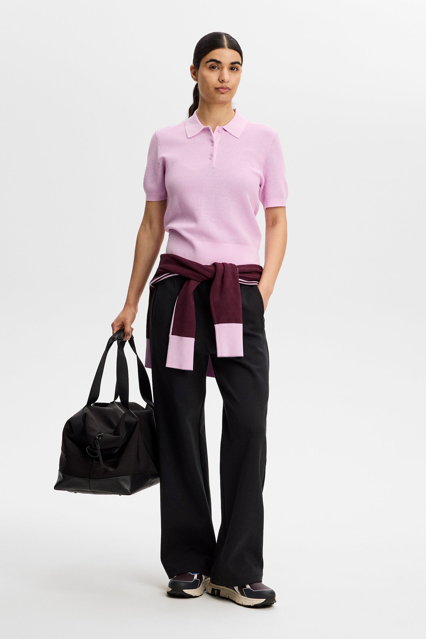 Blake Structure Knit Polo in Orchid Bouquet by J.Lindeberg