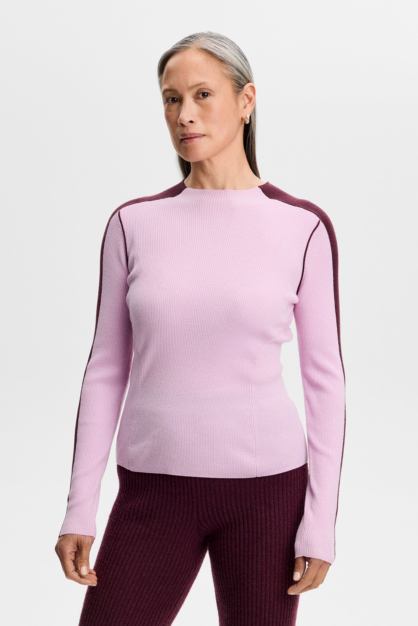 Vale Rib Knit Longsleeve in Orchid Bouquet by J.Lindeberg