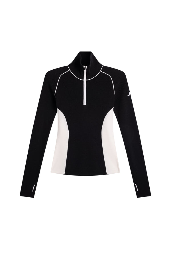 Valley Knitted Rib Quarter Zip / Black