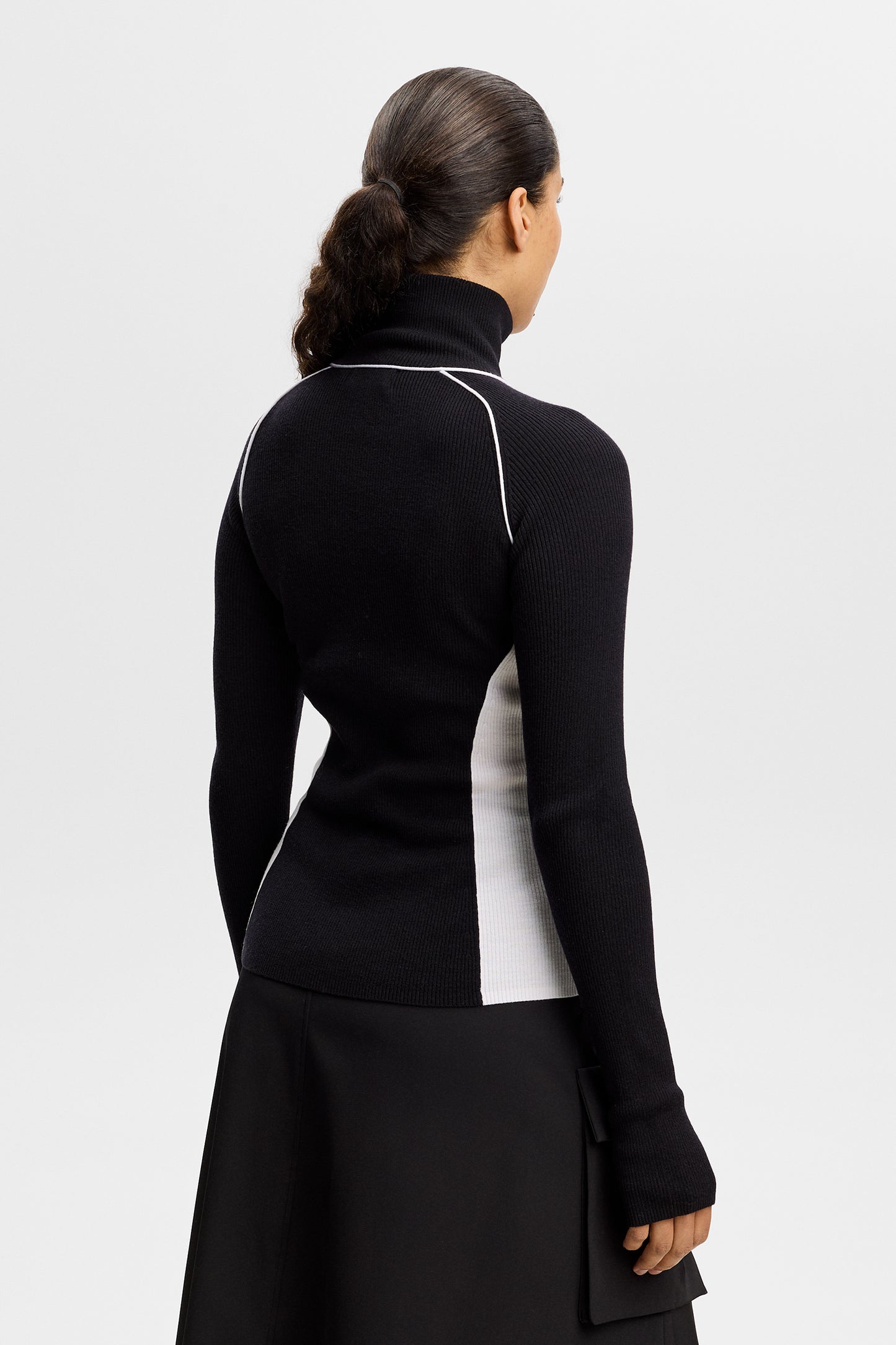 Valley Knitted Rib Quarter Zip in Black by J.Lindeberg