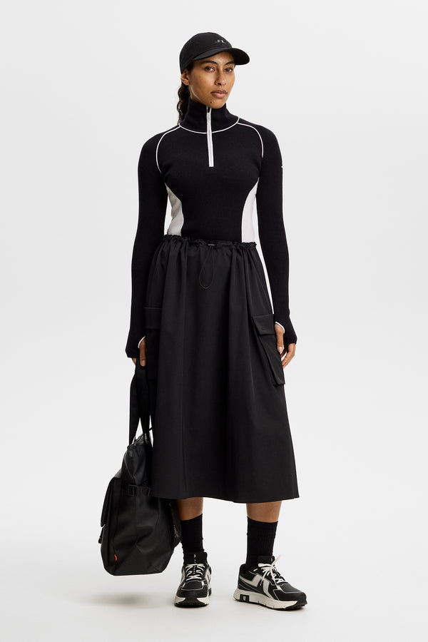 Valley Knitted Rib Quarter Zip / Black