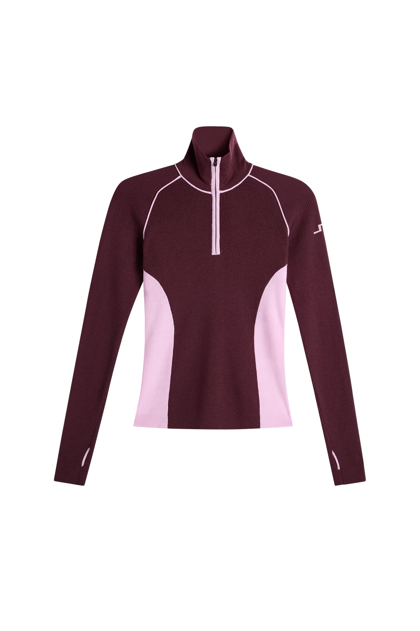 Valley Knitted Rib Quarter Zip in Winetasting by J.Lindeberg