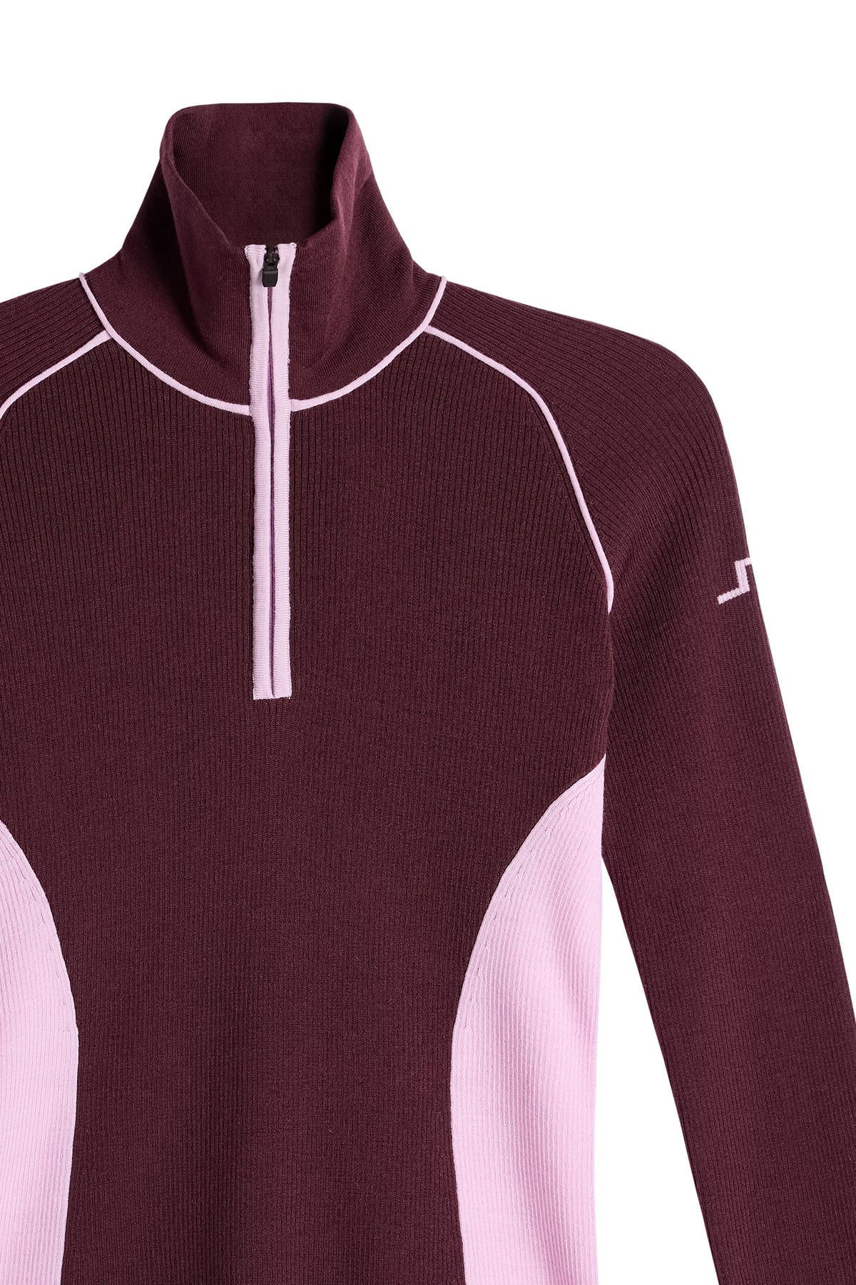 Valley Knitted Rib Quarter Zip in Winetasting by J.Lindeberg