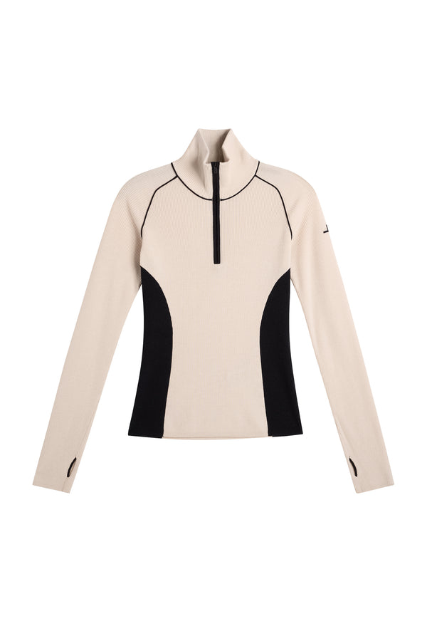 Valley Knitted Rib Quarter Zip / Moonbeam