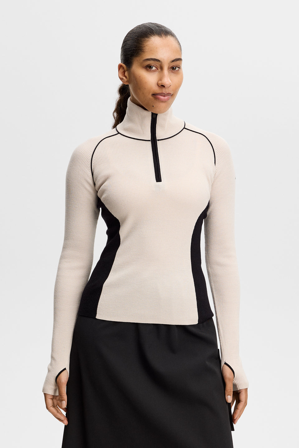Valley Knitted Rib Quarter Zip / Moonbeam