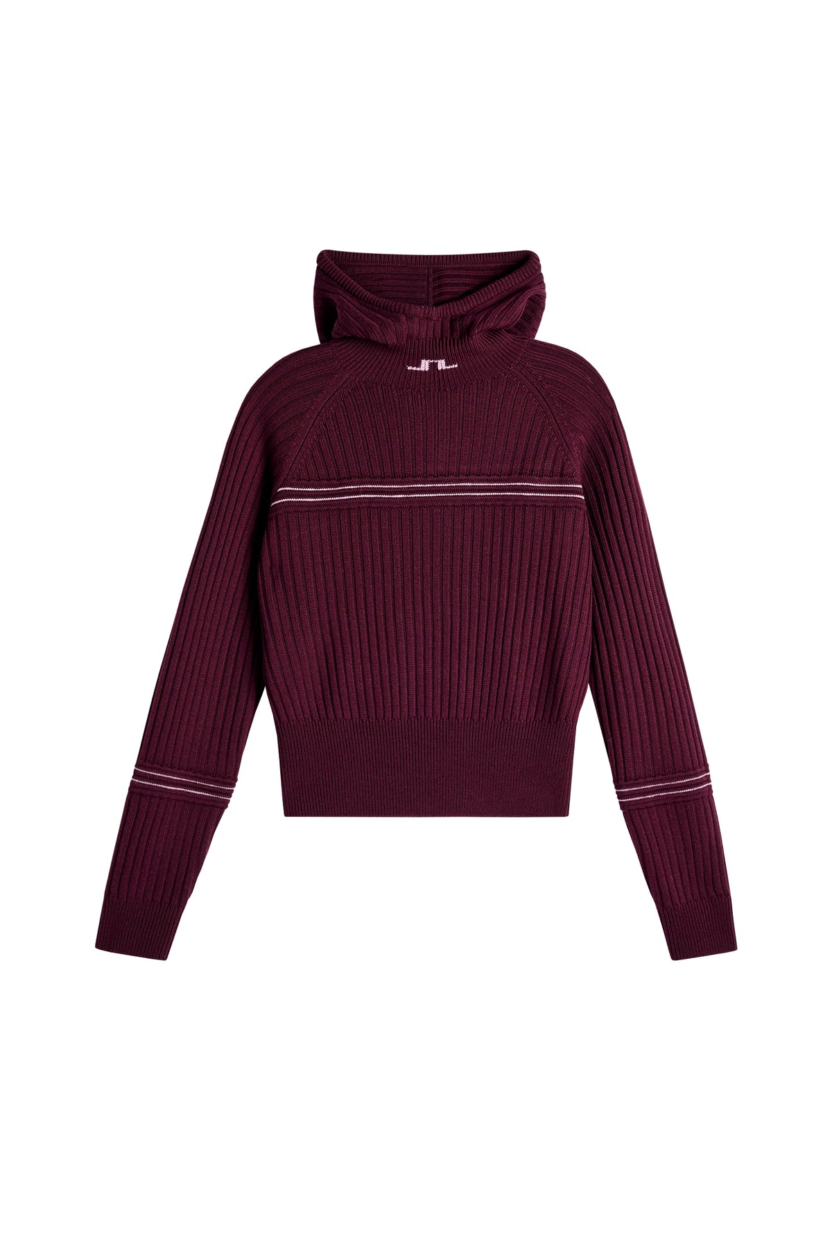 Hilda Knitted Rib Hoodie in Winetasting by J.Lindeberg