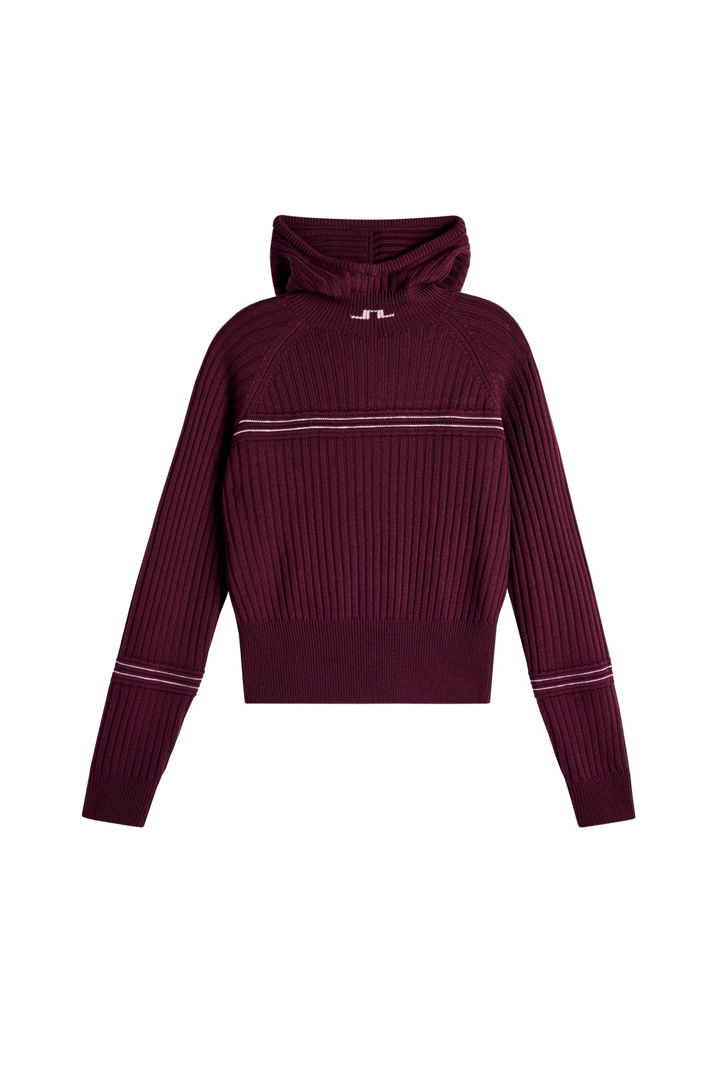 Hilda Knitted Rib Hoodie in Winetasting by J.Lindeberg