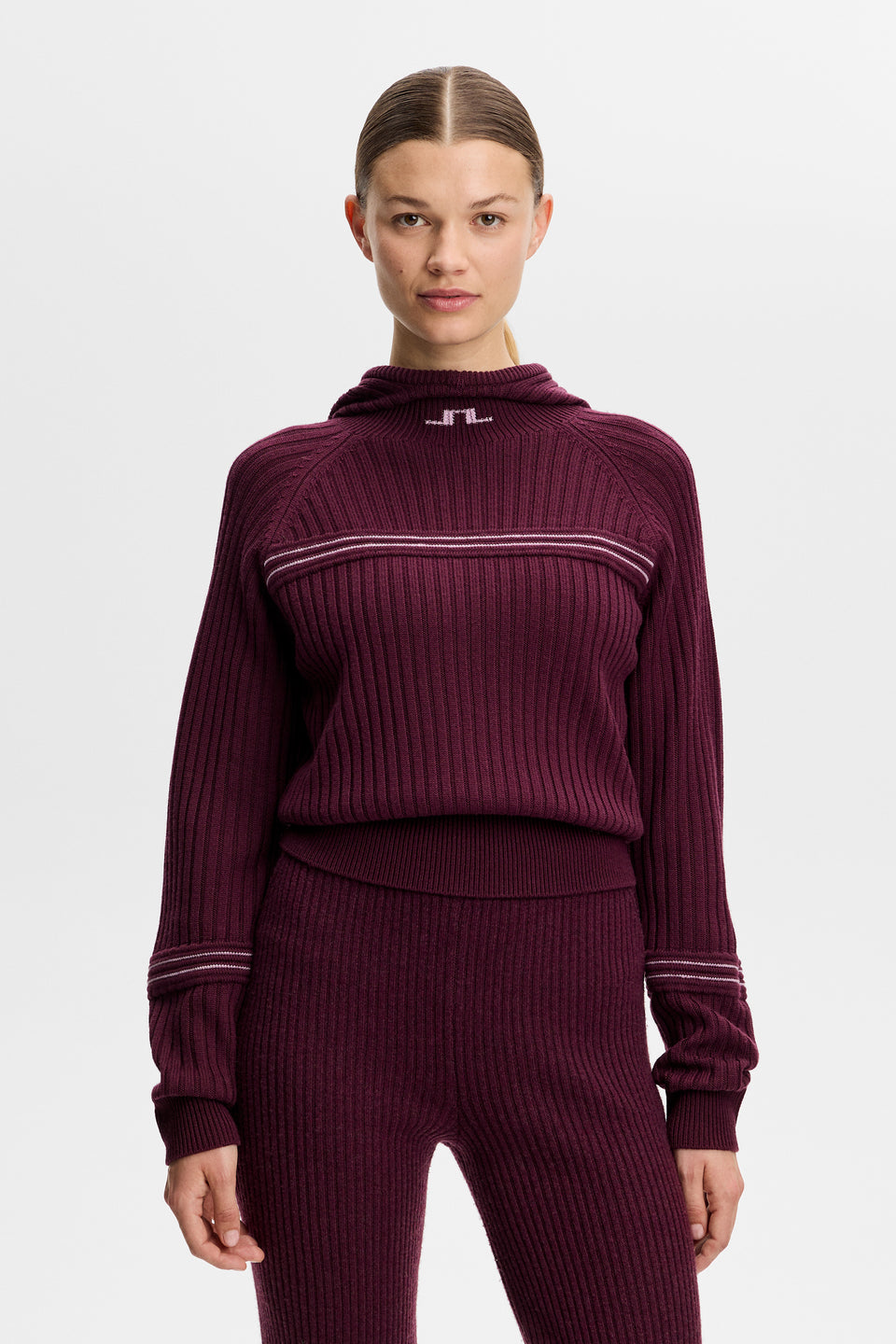 Hilda Knitted Rib Hoodie / Winetasting