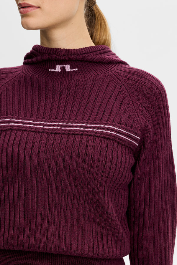 Hilda Knitted Rib Hoodie / Winetasting