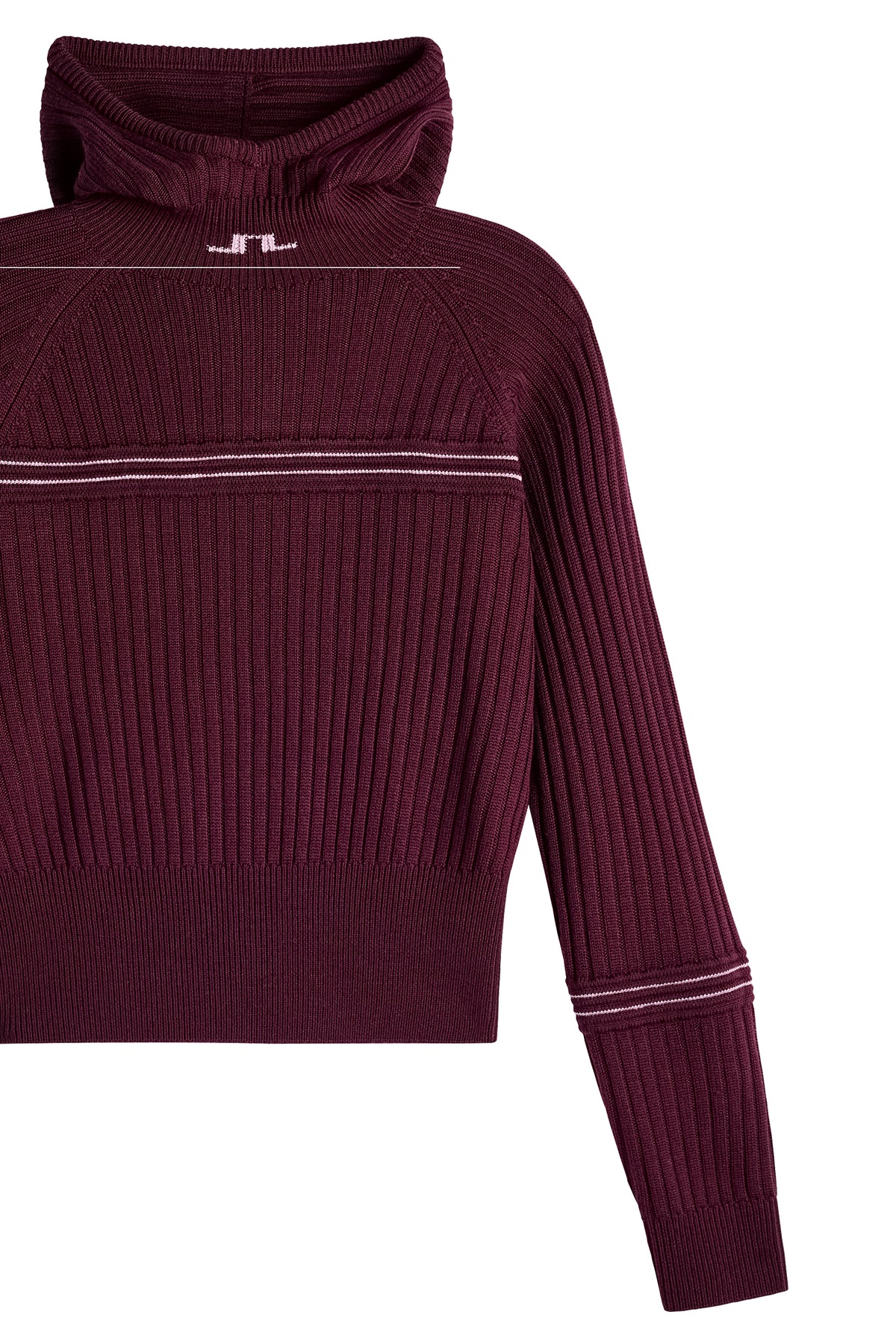 Hilda Knitted Rib Hoodie in Winetasting by J.Lindeberg
