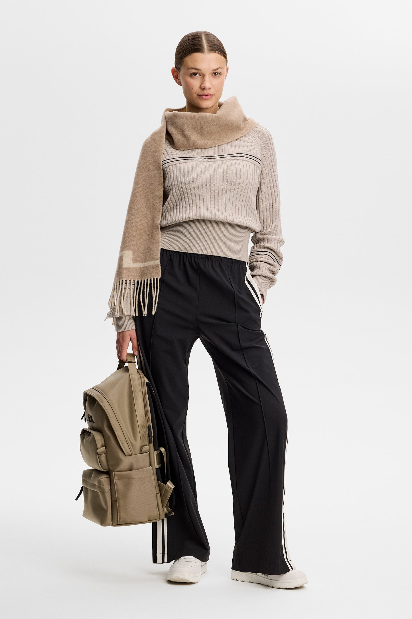 Hilda Knitted Rib Hoodie in Moonbeam by J.Lindeberg