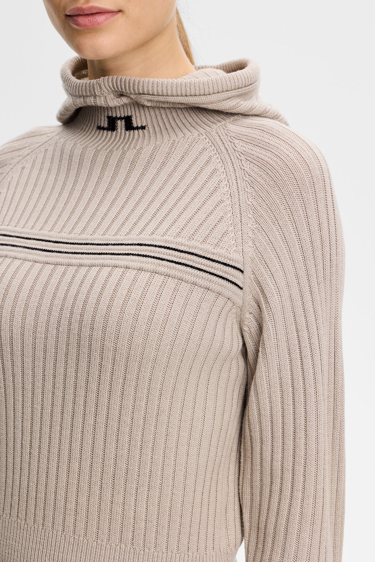 Hilda Knitted Rib Hoodie in Moonbeam by J.Lindeberg