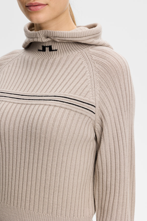 Hilda Knitted Rib Hoodie / Moonbeam