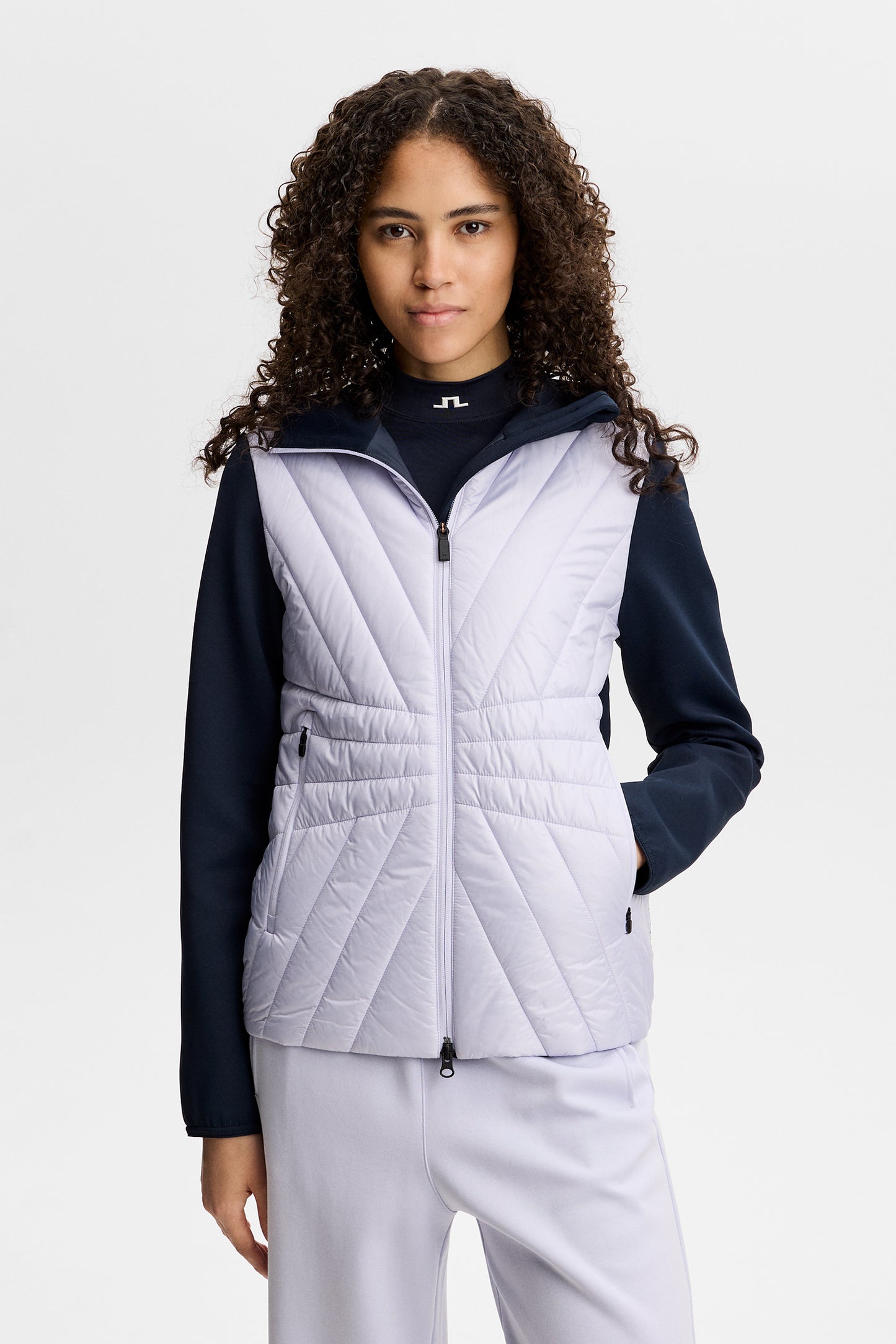 Holma Quilt Hybrid Hood in Purple Heather by J.Lindeberg