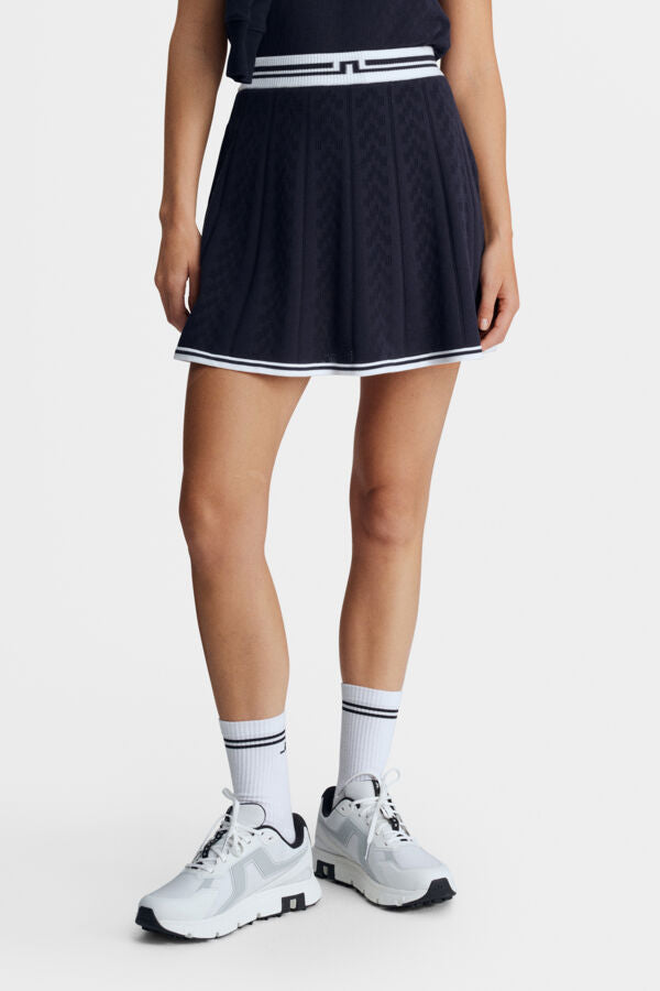 Pamela Pointelle Knitted Skirt / JL Navy