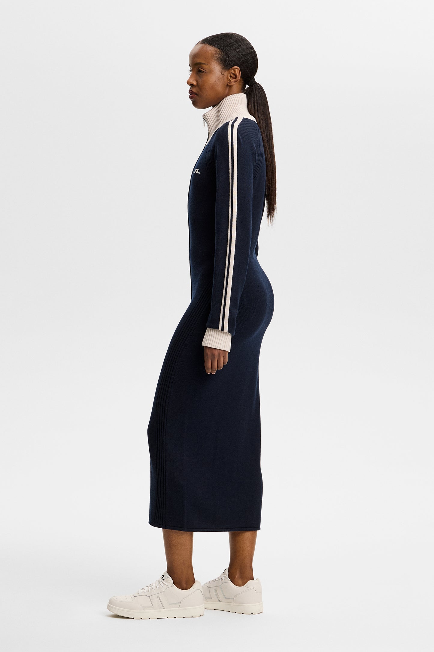 Bettina Knitted Track Dress in JL Navy by J.Lindeberg