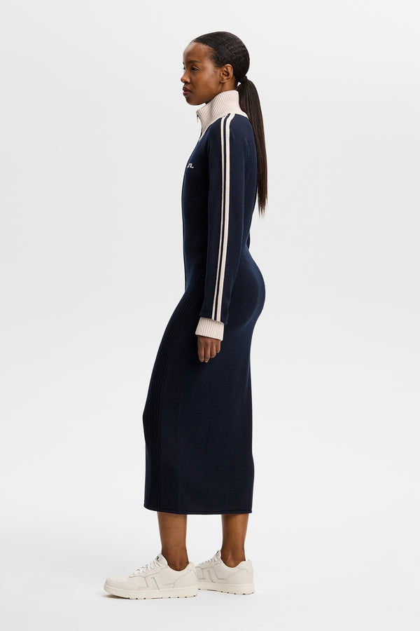 Bettina Knitted Track Dress / JL Navy